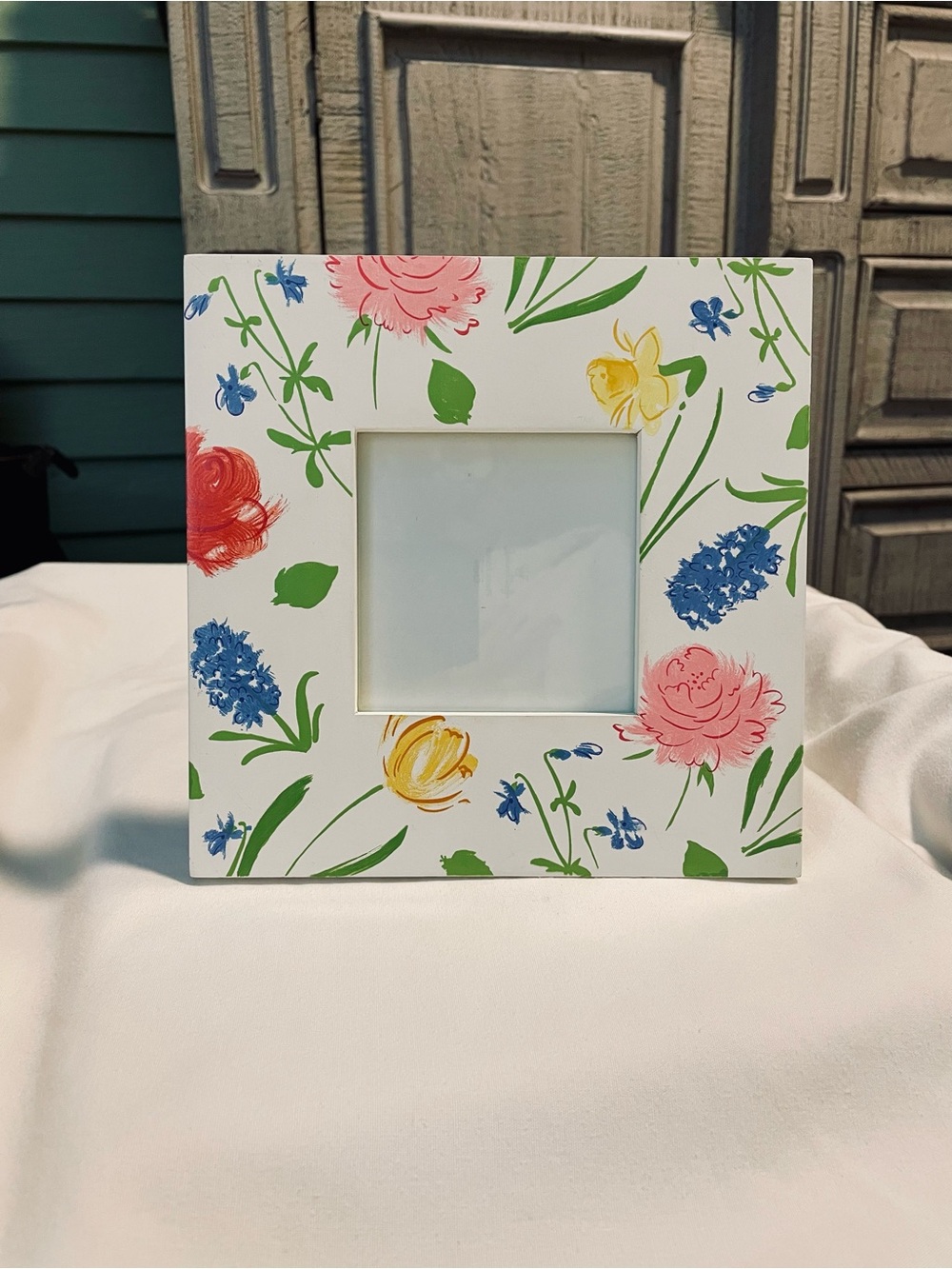 Hallmark Hand Painted Bright Floral Wooden Frame - 7 1/2” x 7 1/2” Square